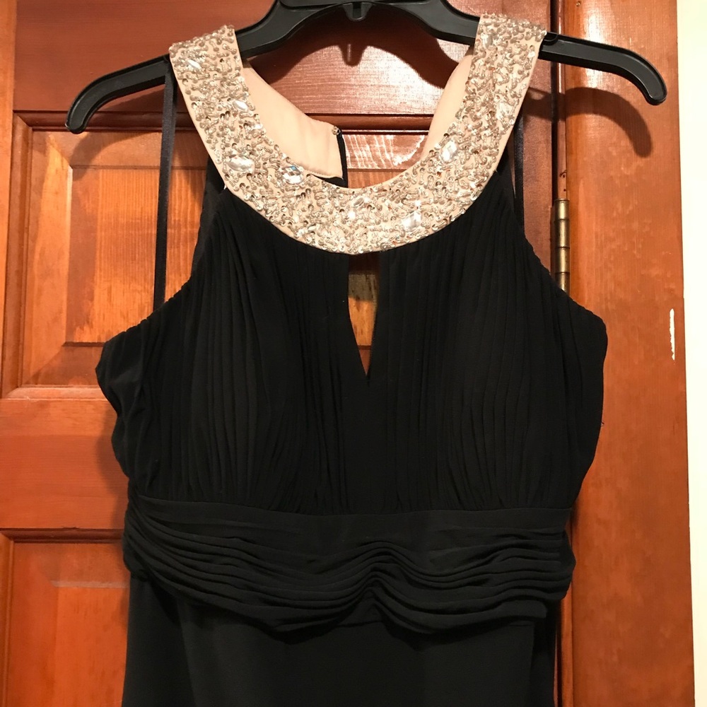 Black gown with cream colored & sequins collar